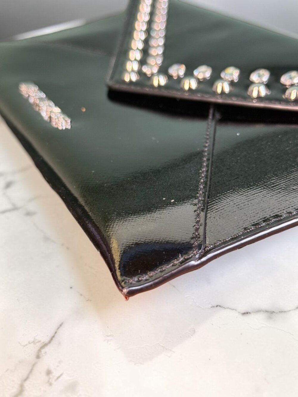 Michael Kors Jet Set Travel Jewel Studded Patent Leather Large Envelope Clutch - Picture 11 of 11